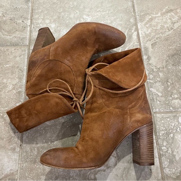 Free People Mila Heel Boots Women's Suede Ankle Bootie Tan Size 38, US 8 - Italy - Picture 7 of 13